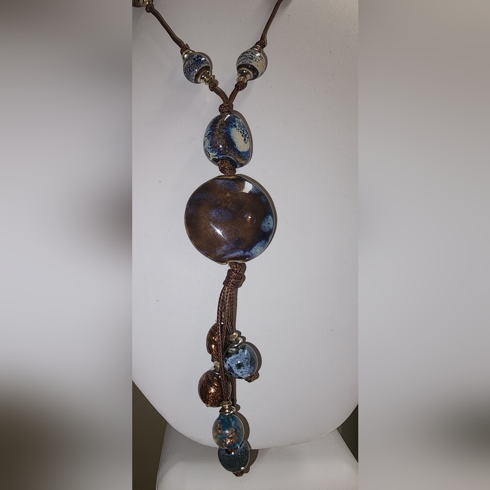 J.Jill Ceramic and Glass Tassel Necklace